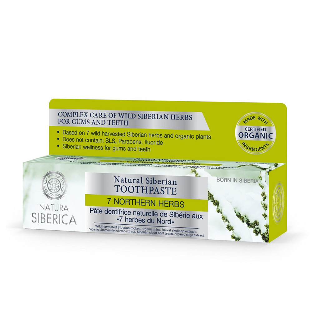 Natura Siberica Toothpaste «7 northern herbs» Φυσική οδοντόκρεμα Σιβηρίας, για αφαίρεση πλάκας, διατήρηση την υγείας δοντιών και ούλων, και δροσερή αναπνοή, 100gr.