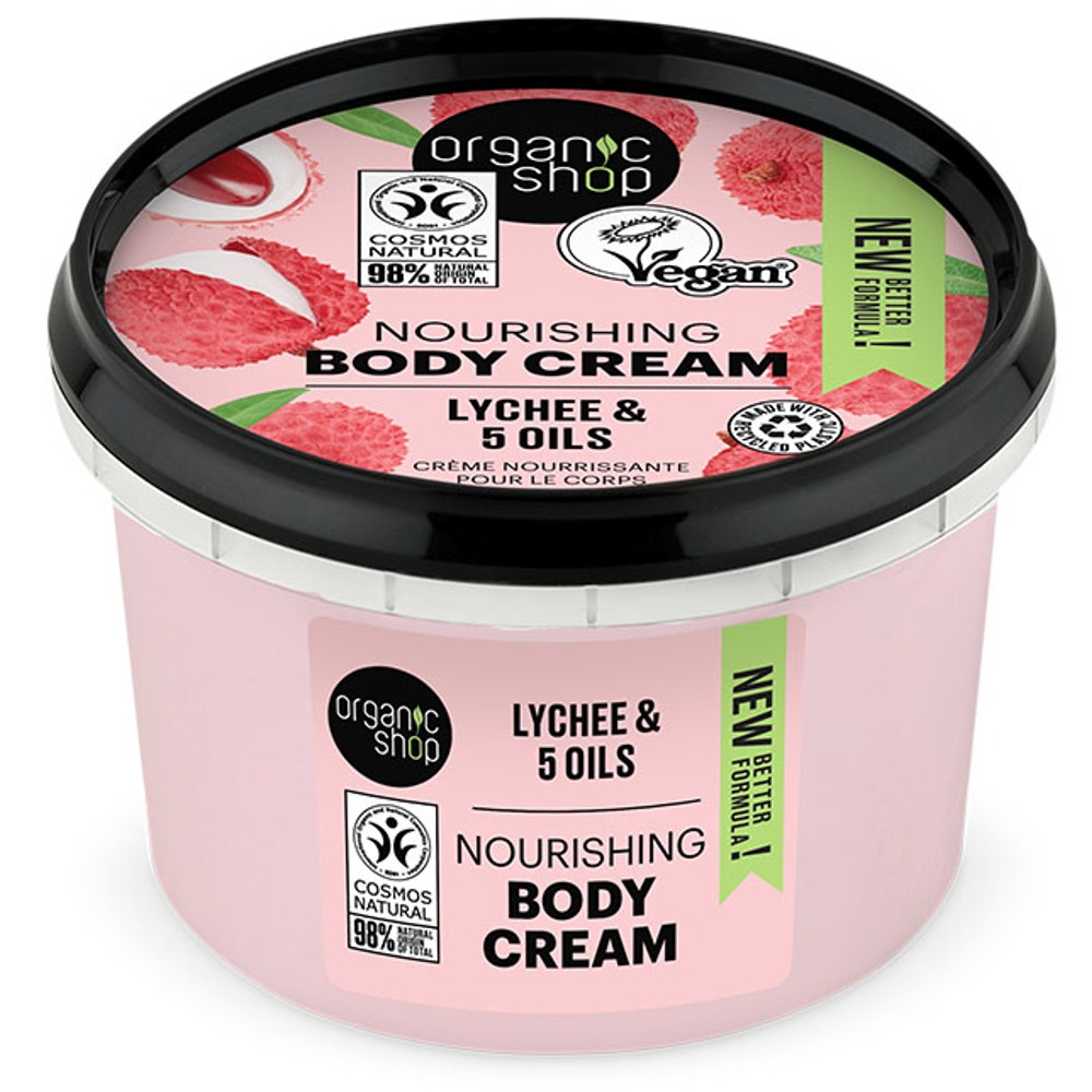 Organic shop Pink Lychee Body Cream, Βιολογικό Λίτσι & 5 Έλαια, Κρέμα σώματος 250ml