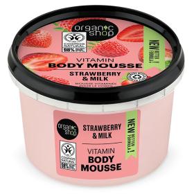 Organic shop Strawberry Yoghurt Body Mousse, Βιολογική φράουλα & γάλα, Body Mousse, 250ml.