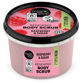 Organic Shop Body scrub Raspberry Cream, Scrub σώματος, Βατόμουρου και Ζάχαρη 250ml