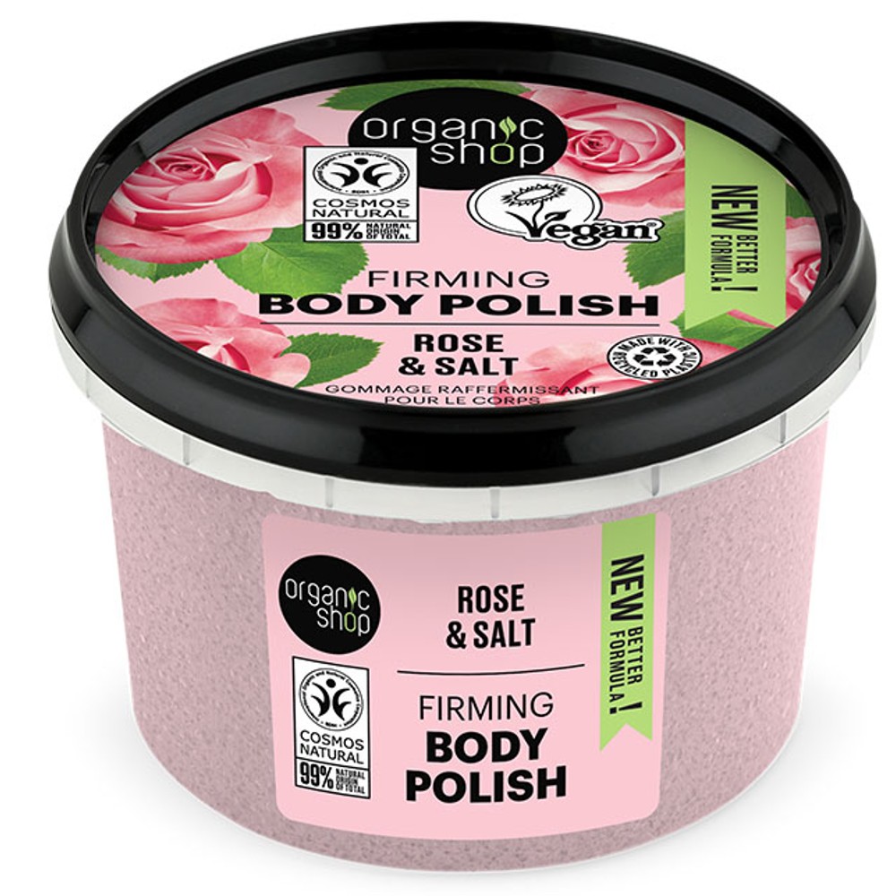 Organic Shop Body polish Rose and Salt, Scrub σώματος, Τριαντάφυλλο και Αλάτι 250ml