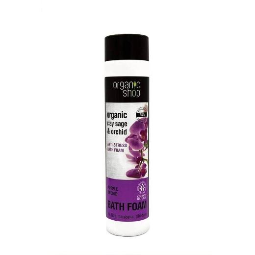 Organic shop Purple Orchid Bath Foam, Anti-Stress Αφρόλουτρο Φασκόμηλο & Ορχιδέα 500ml