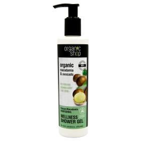 Organic shop Kenyan Macadamia macadamia & avocado shower gel, Βιολογικό Macadamia & Αβοκάντο, αφρόλουτρο ευεξίας, 280ml.