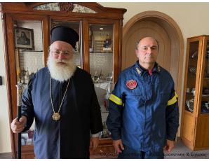 Εθιμοτυπική επίσκεψη του νέου Διοικητή της Πυροσβεστικής Υπηρεσίας Ιεράπετρας Αντιπύραρχου κ. Παν. Αρχαύλη στον Σεβ. Μητροπολίτη Ιεραπύτνης και Σητείας κ. Κύριλλο