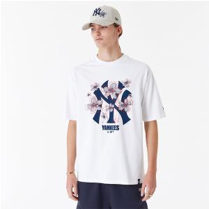 NEW ERA New York Yankees MLB Floral Logo White Oversized Ανδρικό T-Shirt - 101228