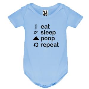 Baby body Short-sleeved  "Eat Sleep Poop Repeat" - 3824