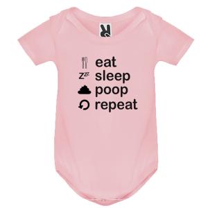 Baby body Short-sleeved  "Eat Sleep Poop Repeat" - 3817