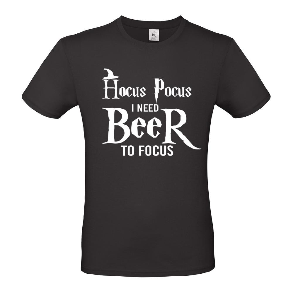 Ανδρικό T-shirt "Hokus Pokus I need Beer to focus"