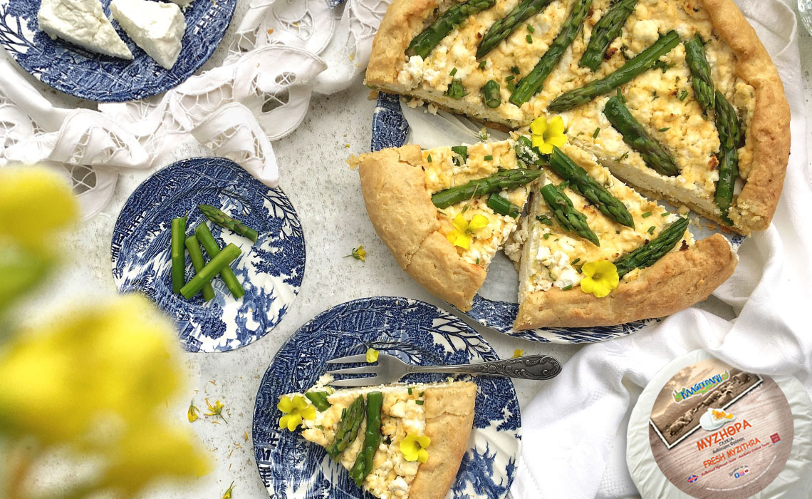 Galette with Sweet Myzithra, zucchini and asparagus