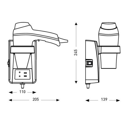 Επιτοίχιο Σεσουάρ, Jvd, 8221203, Clipper II Support Dual V Shaver Socket, 1400W, μαύρο