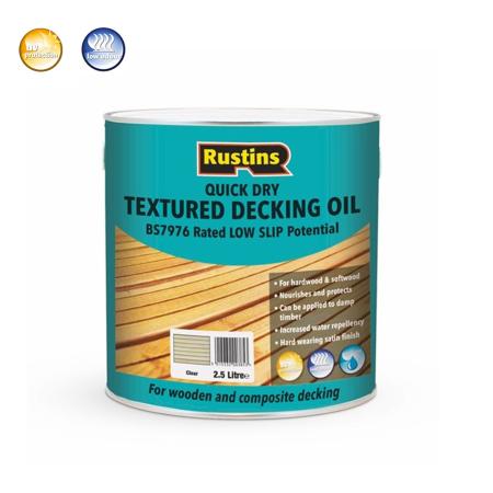 Λάδι ξύλου καταστρώματος Deck Rustins QD Textured Decking Oil, διάφανο, 2.5 ltr, σατινέ