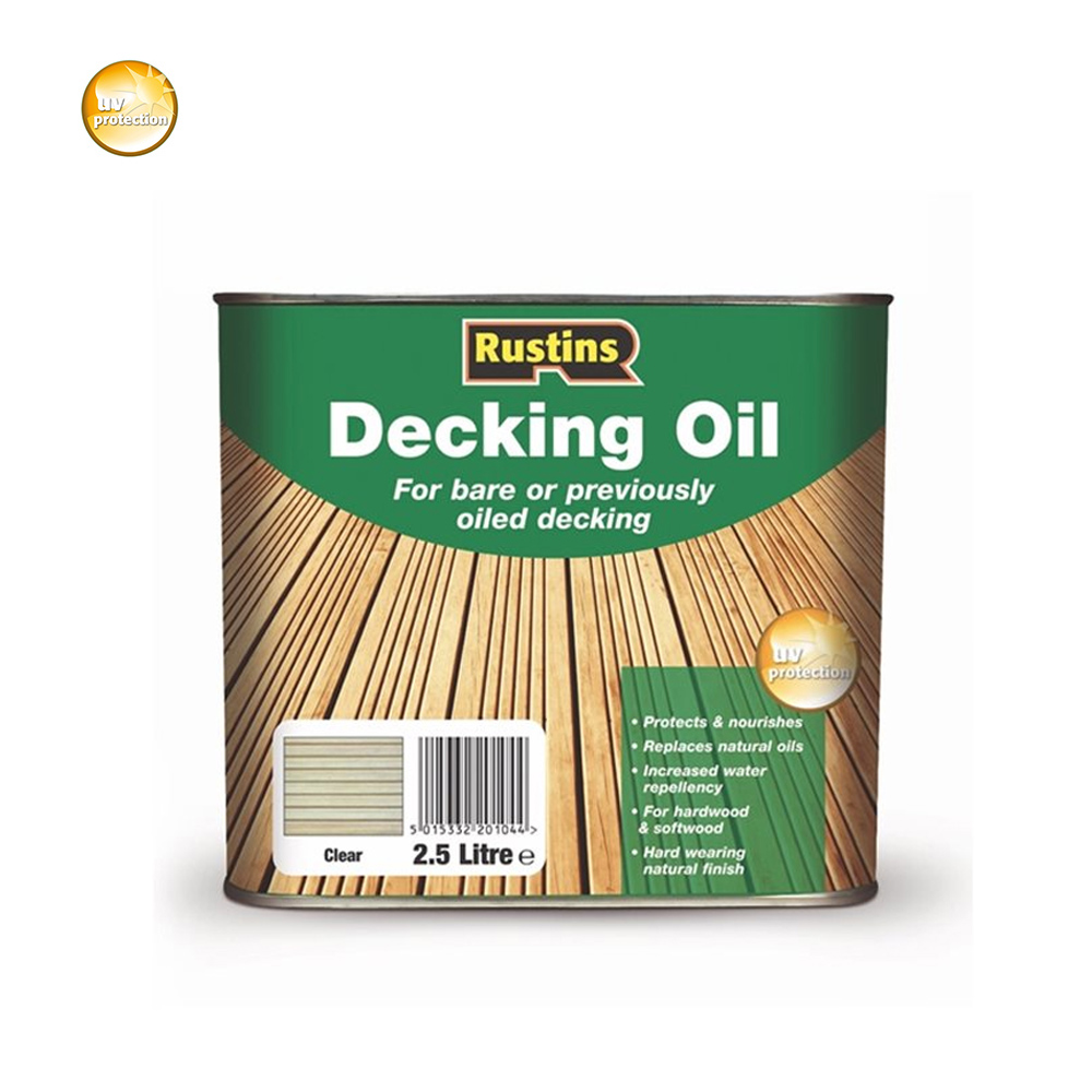 Rustins Decking Oil Clear Λάδι για ξύλο καταστρώματος διαφανές, φινίρισμα φυσικό,  2.5ltr