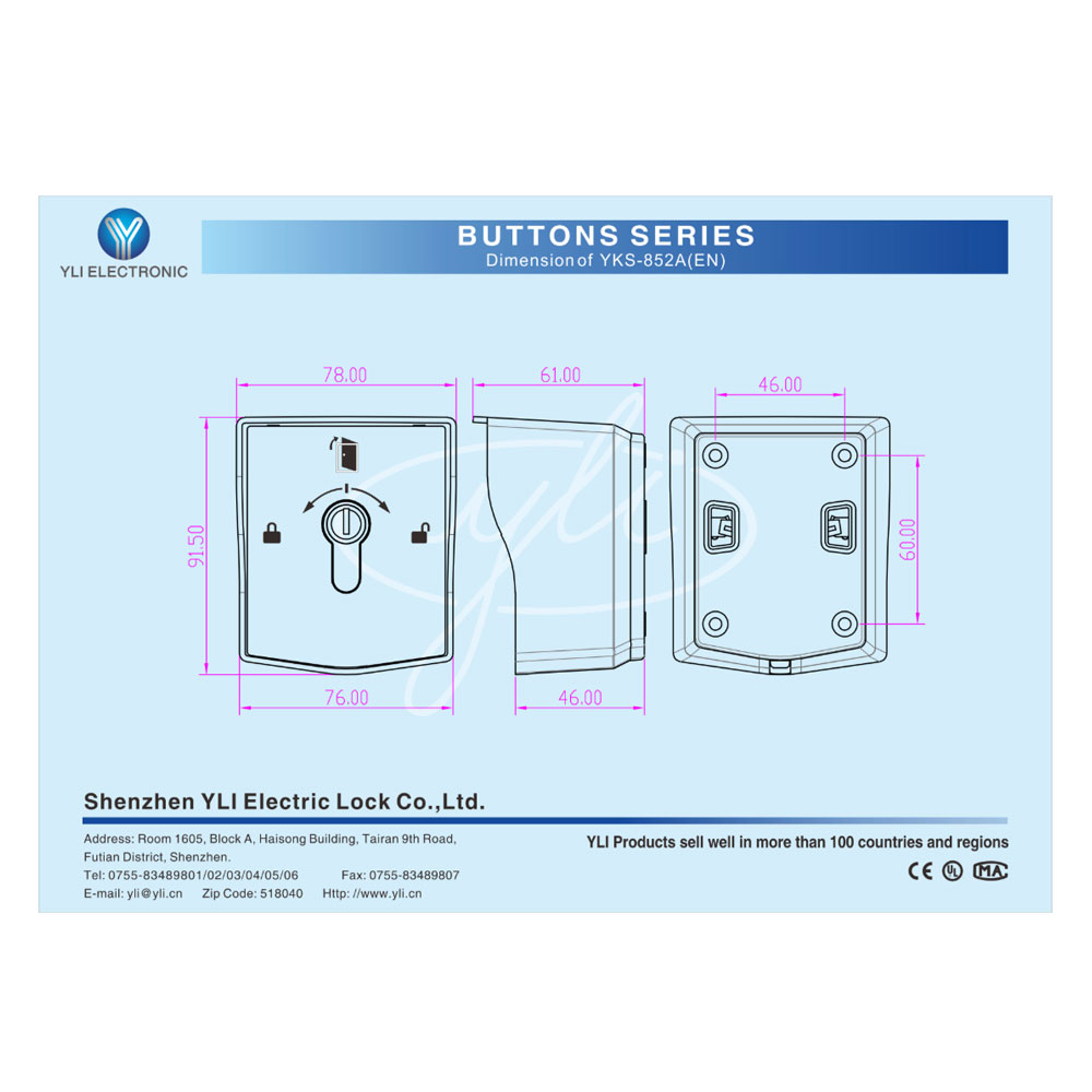 Aδιάβροχο μπουτόν εξόδου με κλειδί, Yli, YKS-852B(EN)