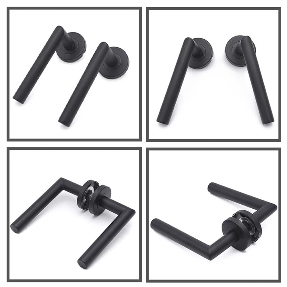 Πόμολα πόρτας (ζεύγος), Nskey, CU-0104 Matt Black, ανοξείδωτο ατσάλι, μαύρο ματ