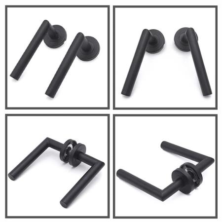 Πόμολα πόρτας (ζεύγος), Nskey, CU-0104 Matt Black, ανοξείδωτο ατσάλι, μαύρο ματ
