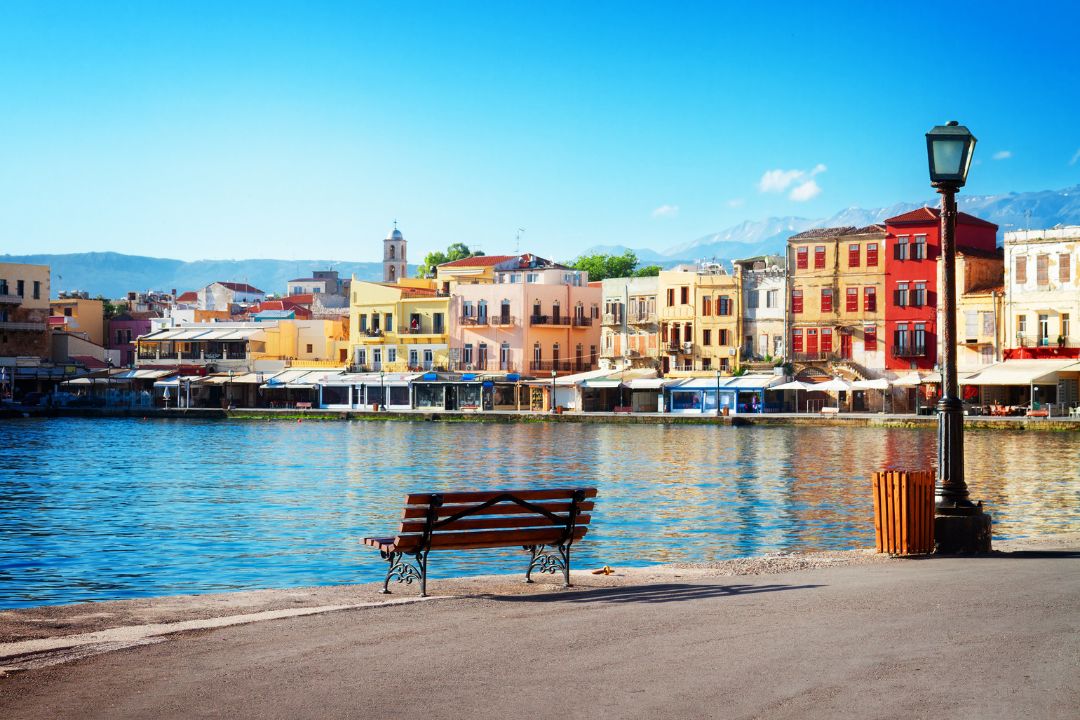 chania old harbour in spring