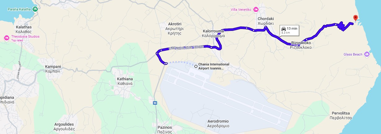 vom flughafen chania zum seitan limania strand