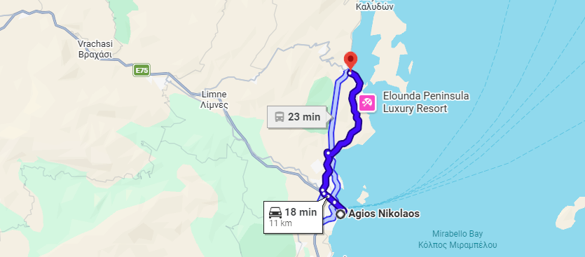 comment aller d’Agios Nikolaos à Elounda