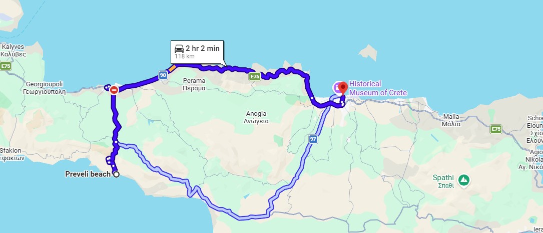 how to get from heraklion to preveli beach
