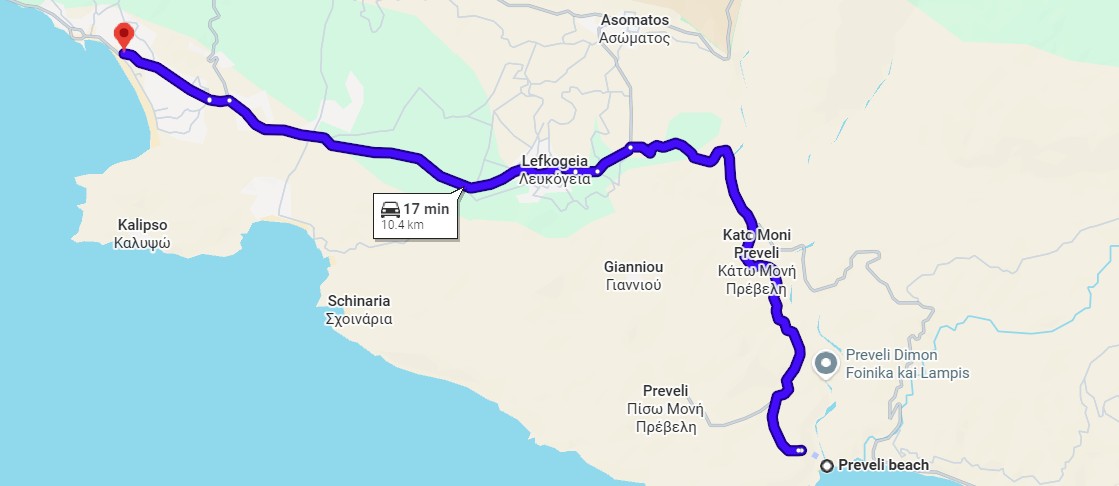 how to get from plakias to preveli