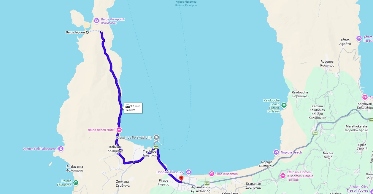 kissamos to balos laggon by car