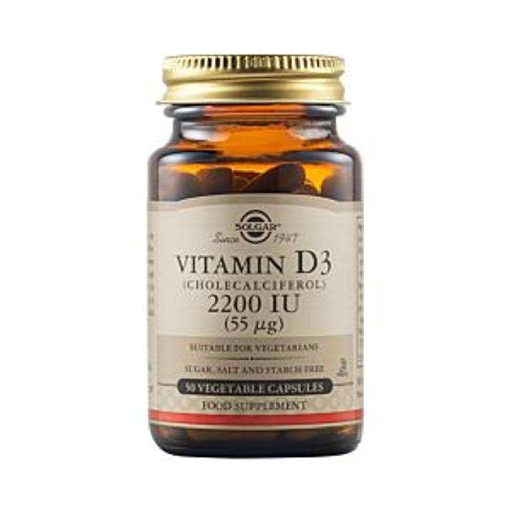 Solgar Vitamin D3 (Cholecalciferol) 2200 IU (55 µg) Vegetable 50 Capsules