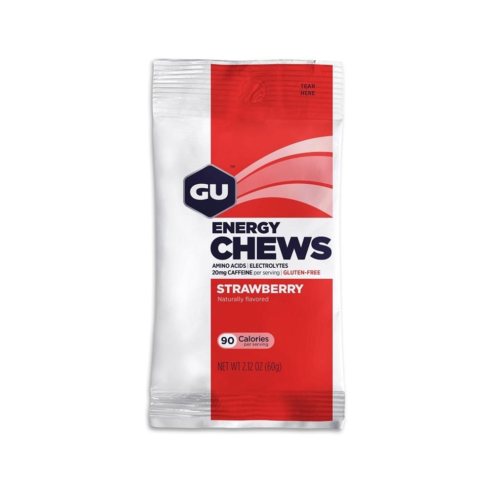 GU Energy Chews Φράουλα Με Καφεΐνη 16 Μασώμενα Ζελεδάκια