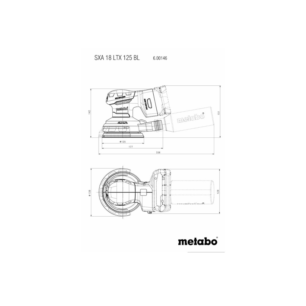 METABO SXA 18 LTX 125 BL 18V Cordless random orbital sander 125 MM (600146850)