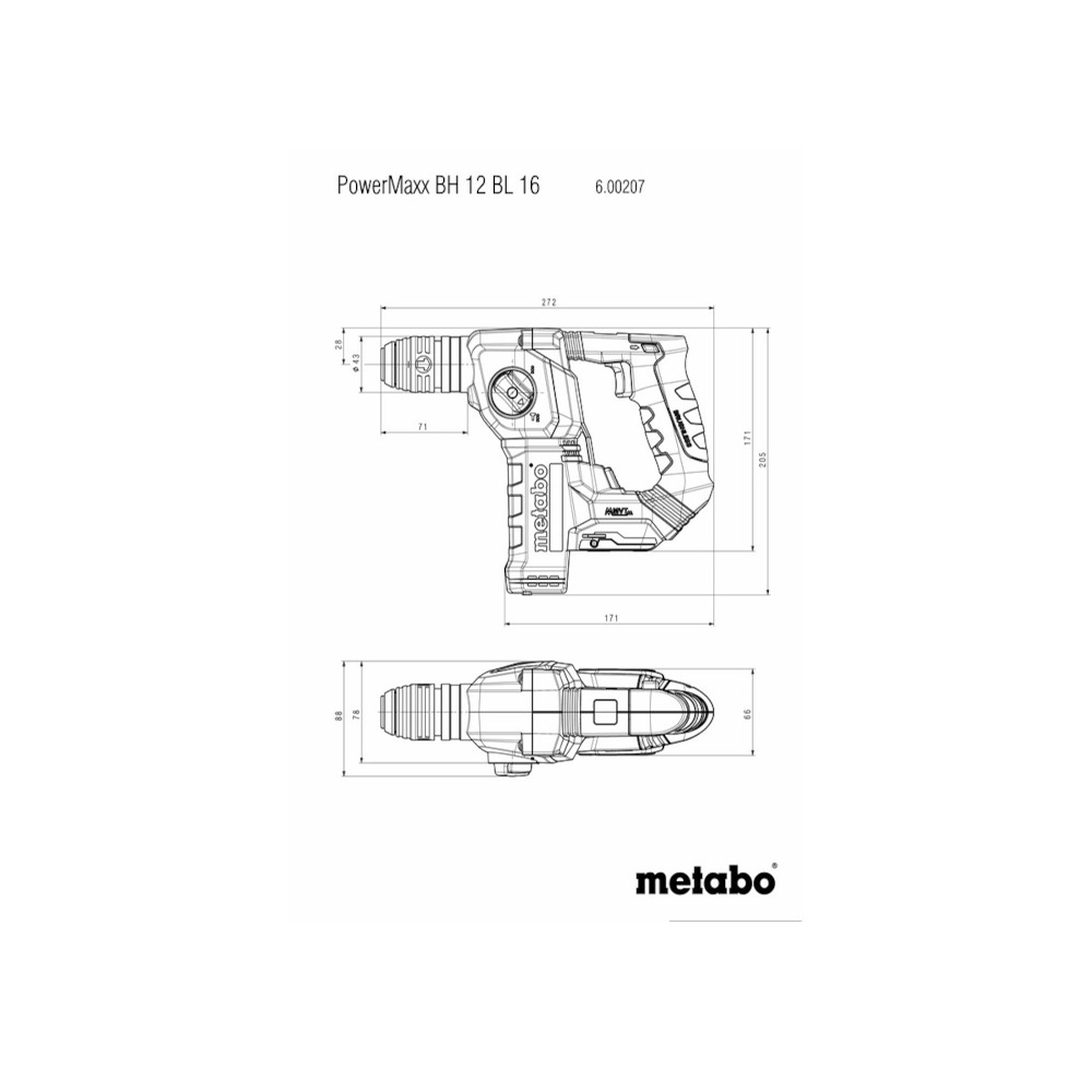 METABO POWERMAXX BH12 CORDLESS HAMMER 12V SDS-PLUS (600207850)