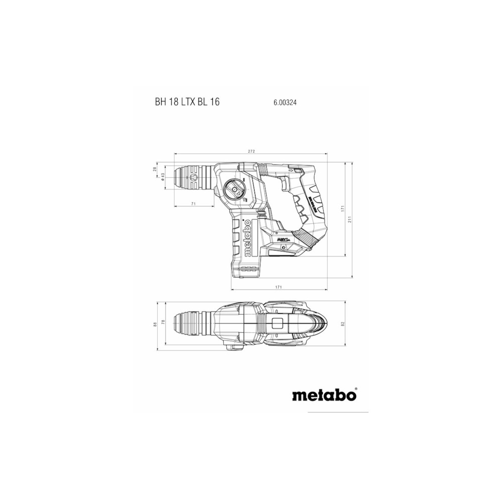 METABO 18V CORDLESS HAMMER BH 18 LTX BL 16 (600324800)