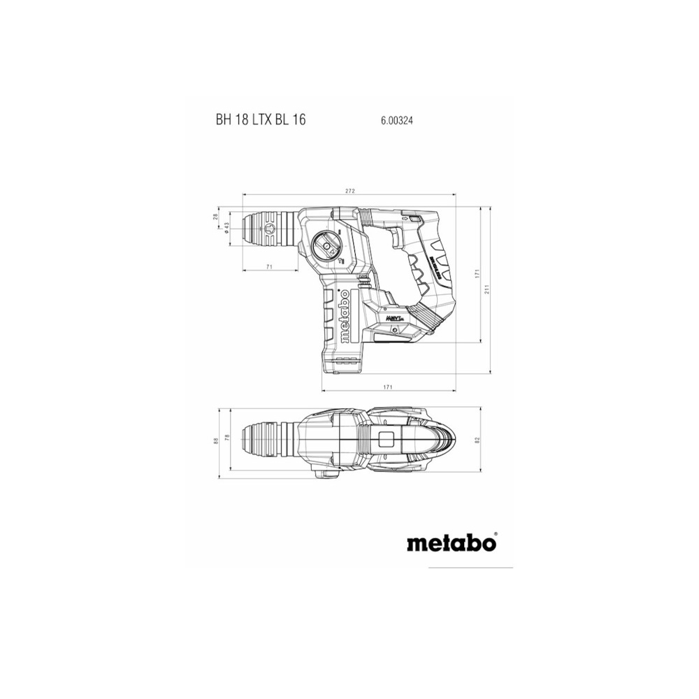METABO BH 18 LTX BL 16 CORDLESS HAMMER SOLO (600324850)