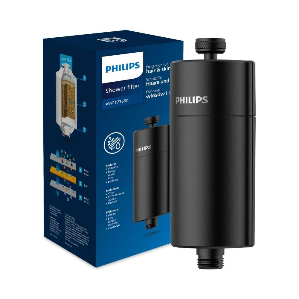 Philips AWP1775BK Φίλτρο για Ντουζ Μαύρο Ματ με KDF Ρήτινη - 1