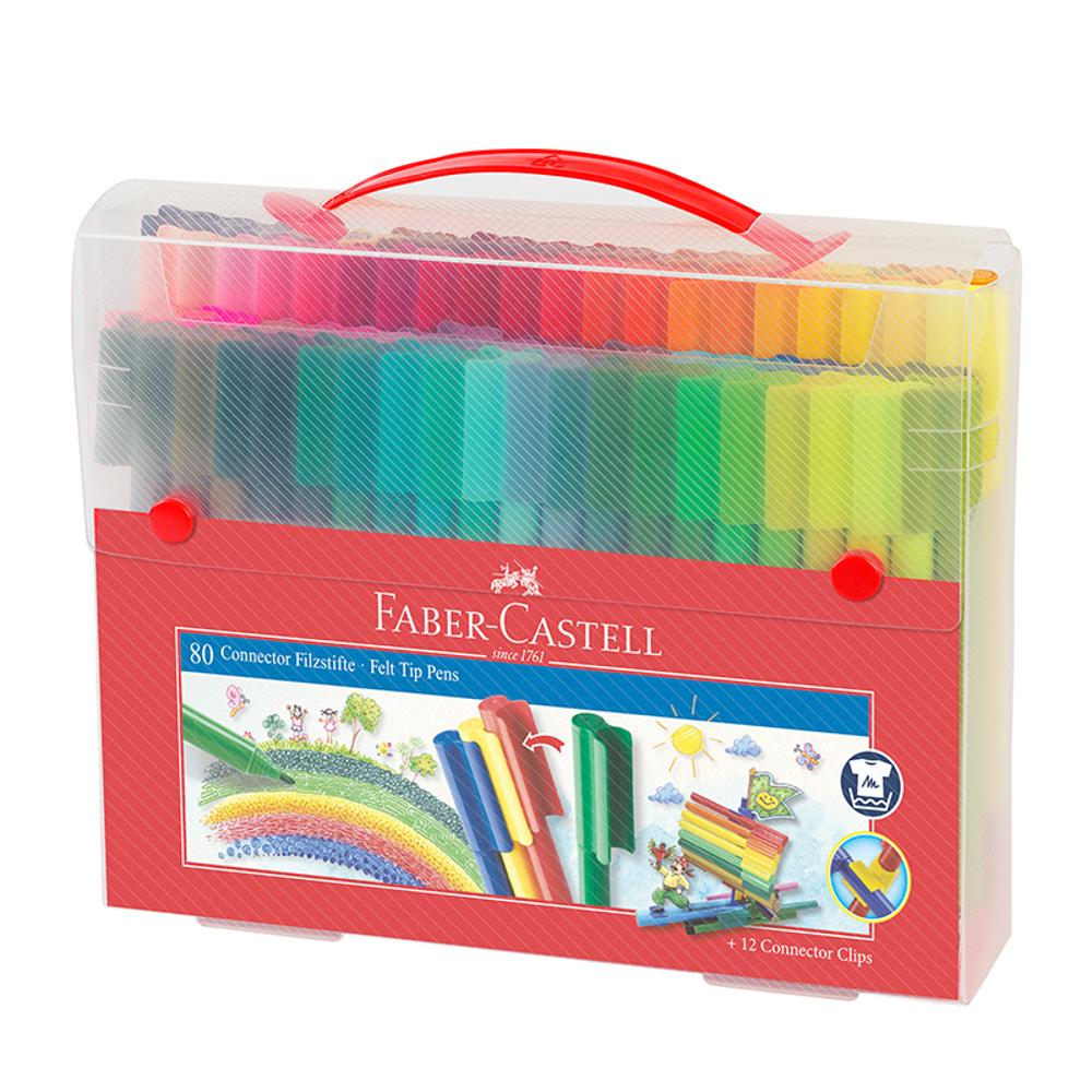 Faber-Castell Connector Felt-Tip Pens Μαρκαδόροι Ζωγραφικής Πλενόμενοι Σετ 80 χρώματα - 1