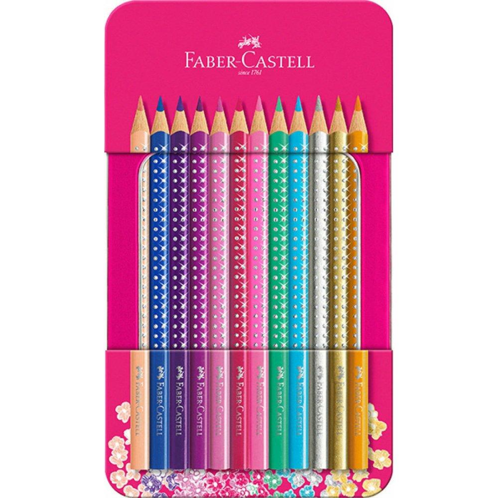 Ξυλομπογιές Faber Castell Sparkle σε Μεταλλική Κασετίνα (12 Τεμάχια)
