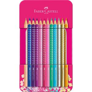 Ξυλομπογιές Faber Castell Sparkle σε Μεταλλική Κασετίνα (12 Τεμάχια) - 8200