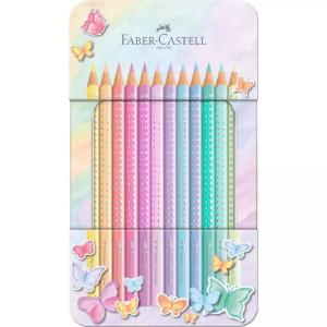 Ξυλομπογιές Faber Castell Sparkle Pastel σε Μεταλλική Κασετίνα (12 Τεμάχια) - 8198