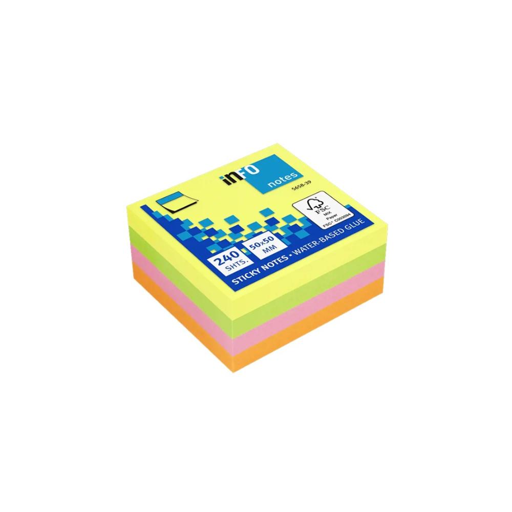 INFO NOTES ΧΑΡΤΑΚΙΑ ΚΥΒΟΣ MINI 4 ΧΡΩΜΑΤΑ BRILLIANT 50X50MM 240Φ