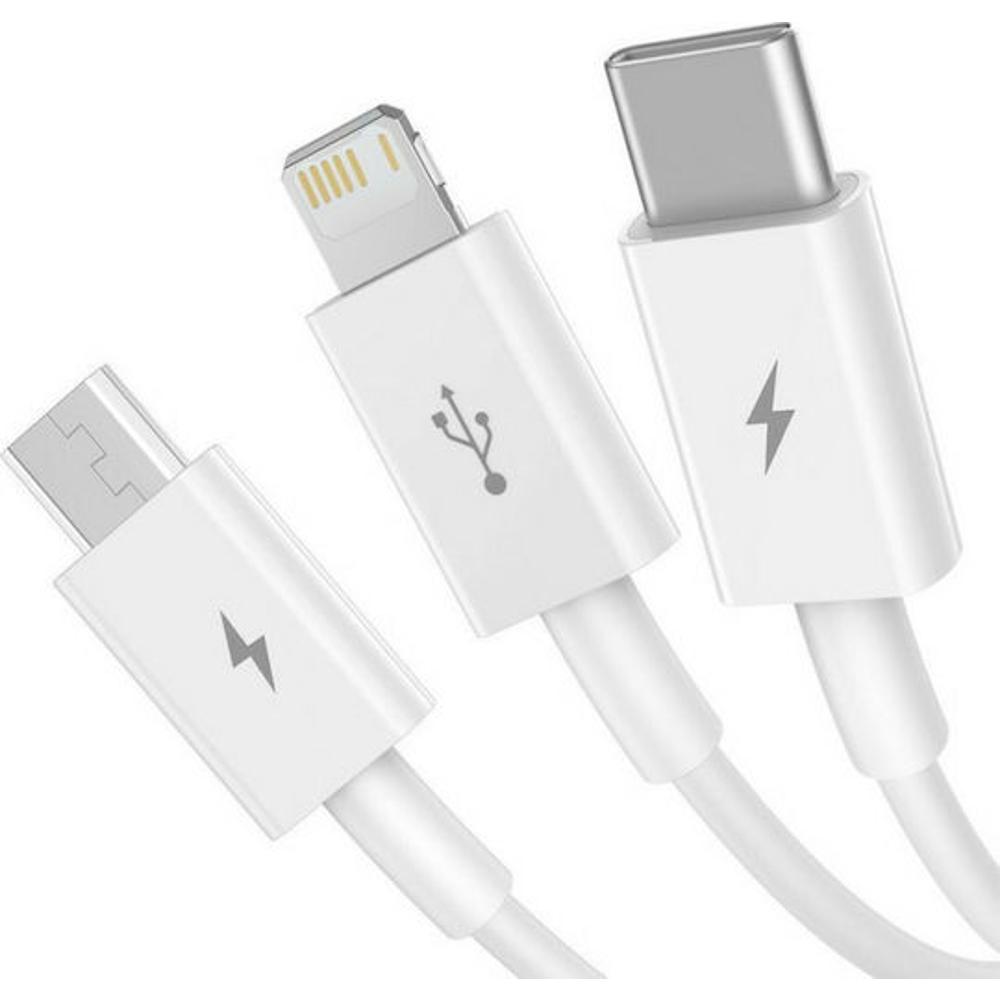 Καλώδιο Baseus (USB to Lightning / Type-C / micro USB) Λευκό 1,5m - 1