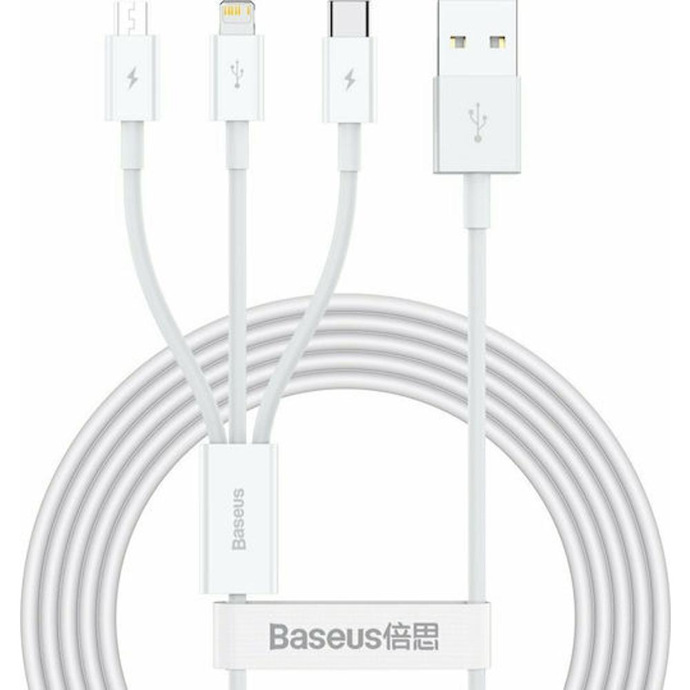 Καλώδιο Baseus (USB to Lightning / Type-C / micro USB) Λευκό 1,5m - 0