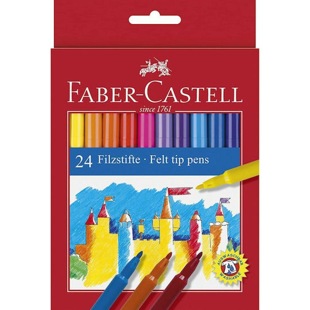 Faber-Castell 5542 Πλενόμενοι Μαρκαδόροι Ζωγραφικής Λεπτοί σε 24 Χρώματα