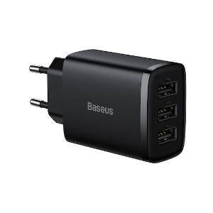Baseus Φορτιστής (Χωρίς Καλώδιο) με 3 Θύρες USB - 17W Μαύρος - 8056