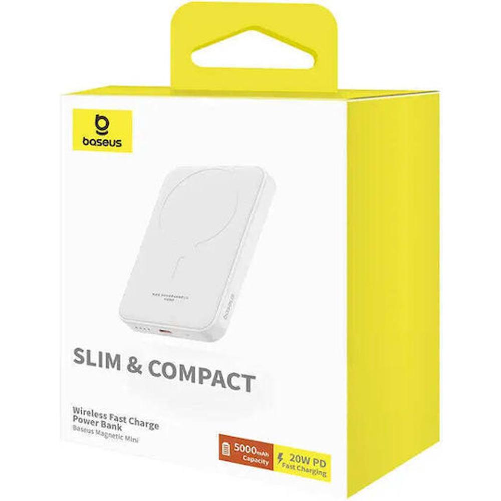 Baseus Mini Μαγνητικό Powerbank 5000mAh 20W με Θύρα Type-C Λευκό - 3