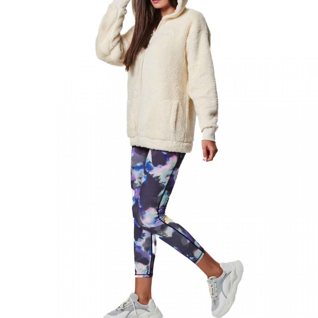 Body Action WOMEN'S OVERSIZED FULL-ZIP SHERPA HOODIE