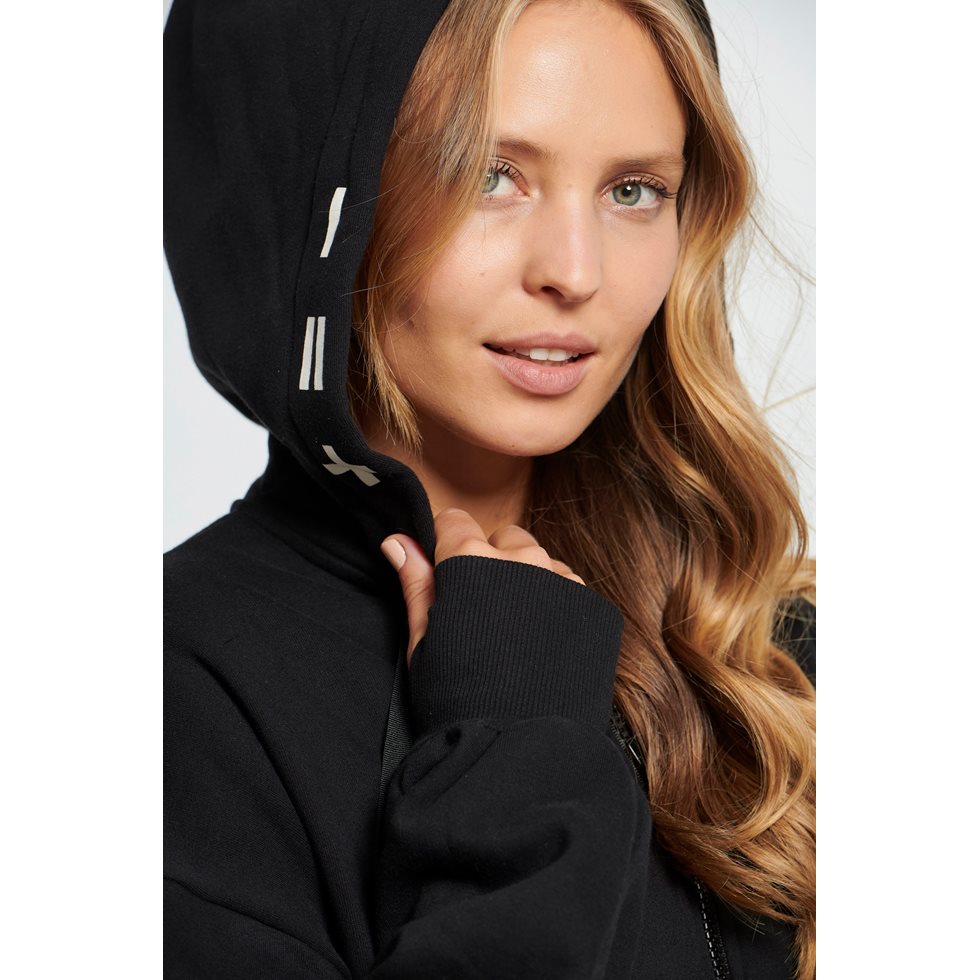 LESS IS MORE LOOSE LONG HOODED ZIP SWEATER