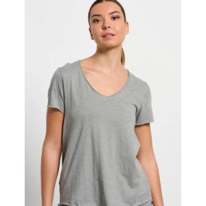 BodyTalk Γυναικείο T-shirt Γκρι με Λαιμόκοψη V - 181832