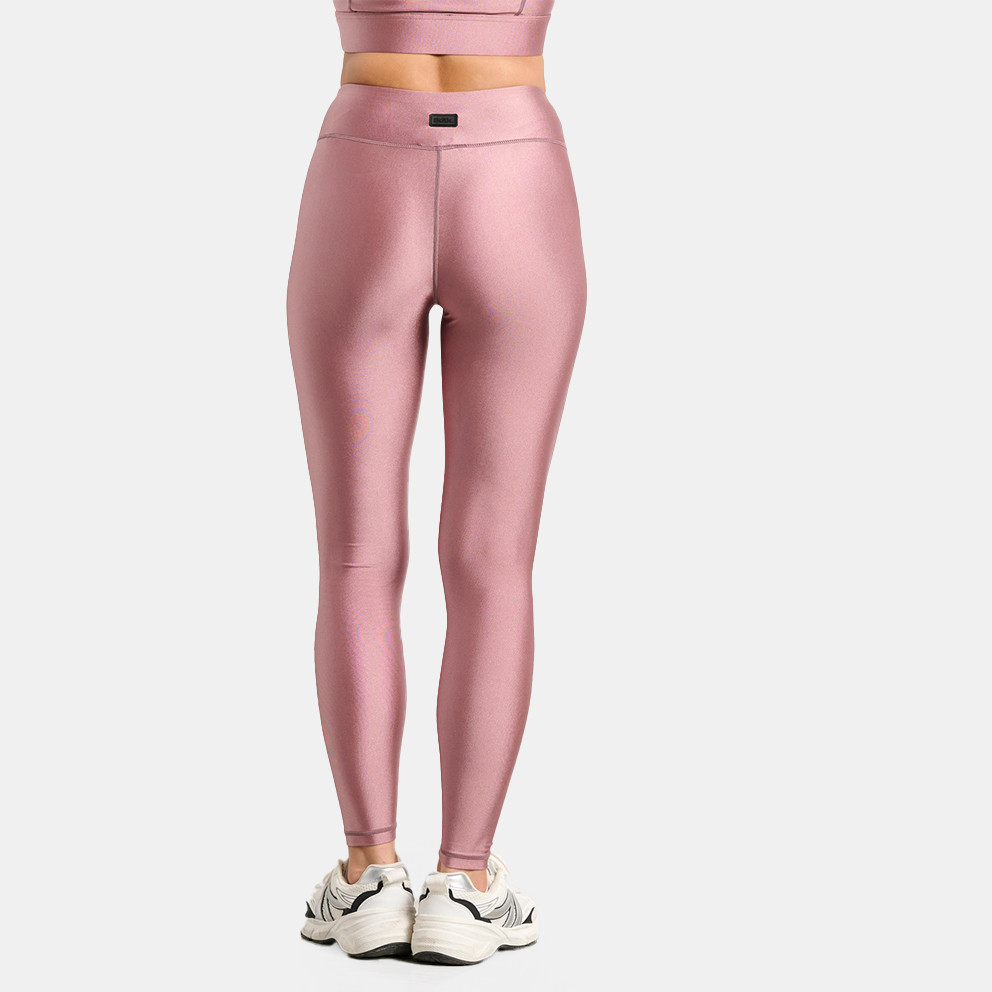 Γυναικείο ψηλόμεσο κολάν με σατινέ γυαλιστερή όψη `BDTK GYM`