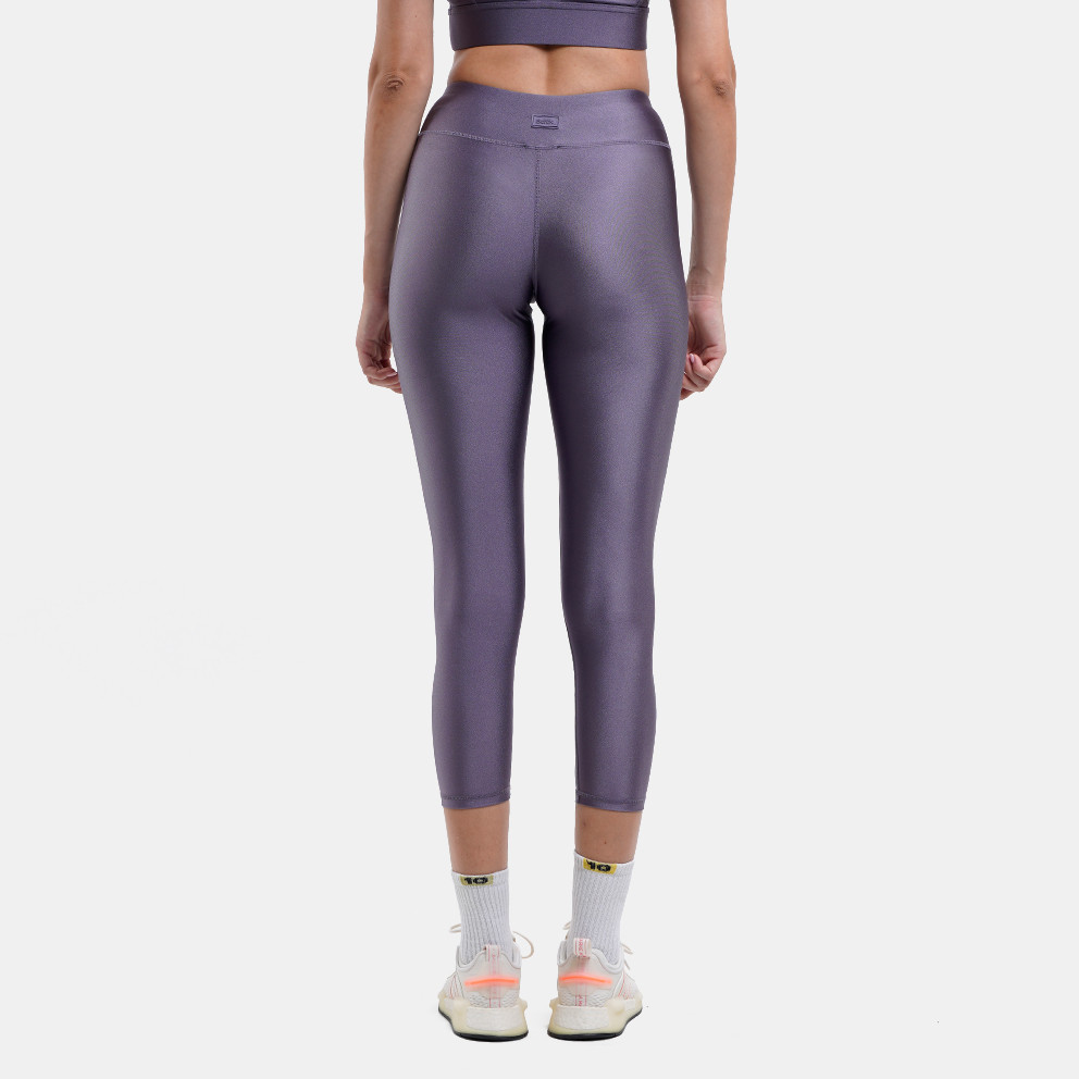 Γυναικείο ψηλόμεσο κολάν με σατινέ γυαλιστερή όψη `BDTK GYM`