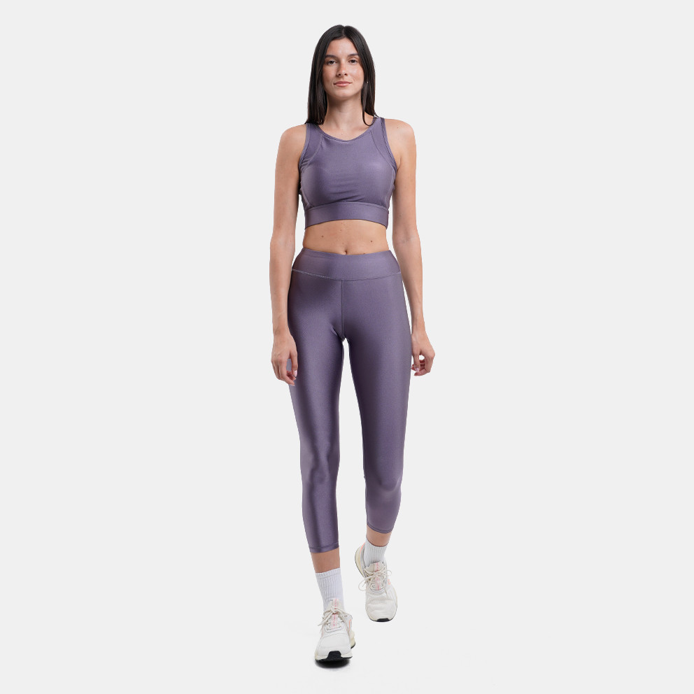 Γυναικείο ψηλόμεσο κολάν με σατινέ γυαλιστερή όψη `BDTK GYM`