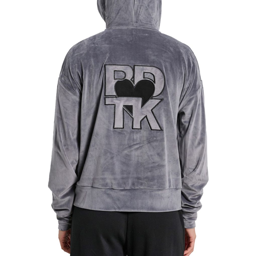 Γυναικεία βελουτέ ζακέτα με κουκούλα `ROW`