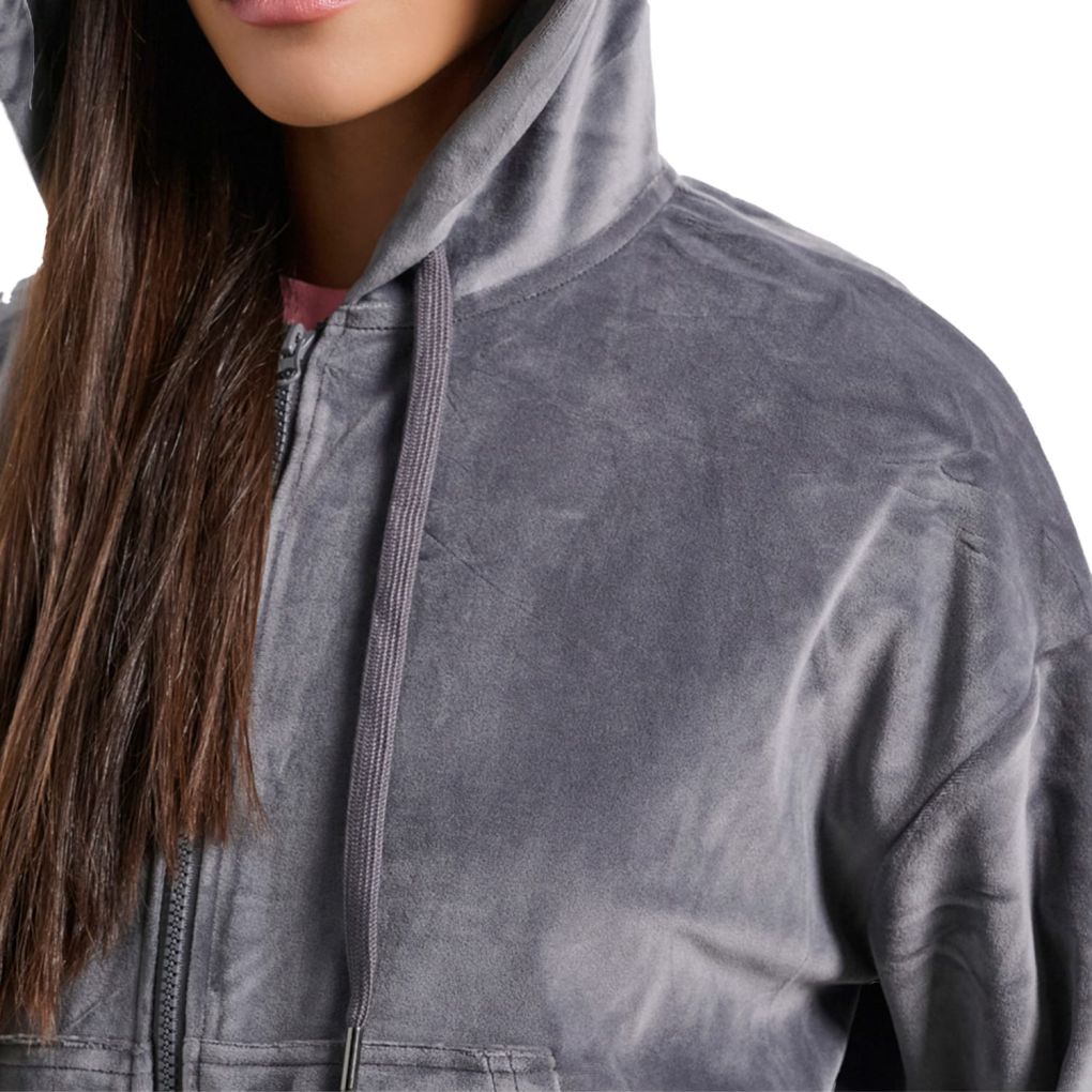 Γυναικεία βελουτέ ζακέτα με κουκούλα `ROW`